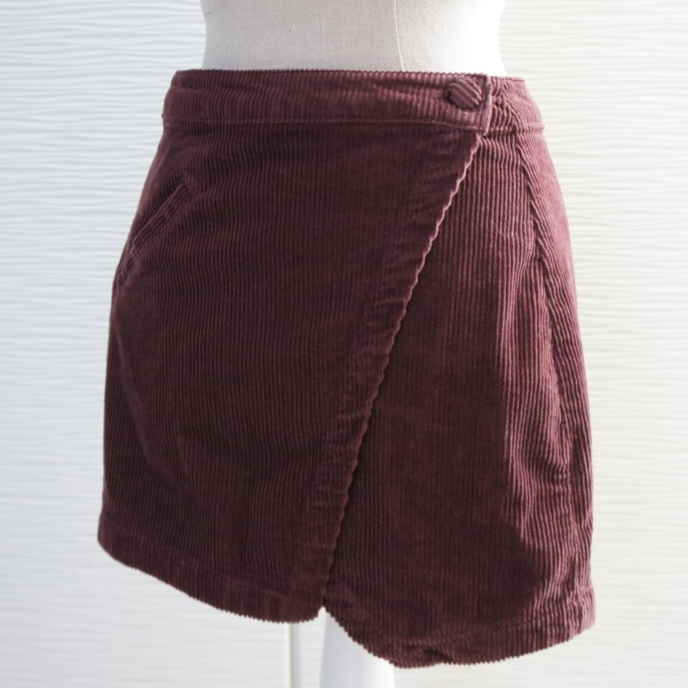 Dark Purple Corduroy Asymmetrical Wrap Skirt Size Large